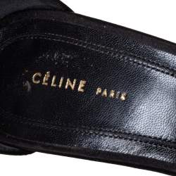 Celine Black Satin Bow Embellished Ankle Strap Sandals Size 37