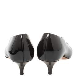 Pre Owned Celine Black Patent Leather V Cut Pointed Toe Pumps Size 36.5