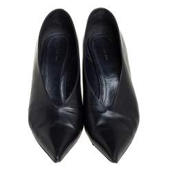 Pre Owned Celine Black Leather V Neck Pointed Toe Pumps Size 40
