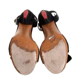 Pre Owned Celine Black Leather And Suede Ankle Strap Sandals Size 41