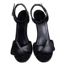Pre Owned Celine Black Leather And Suede Ankle Strap Sandals Size 41