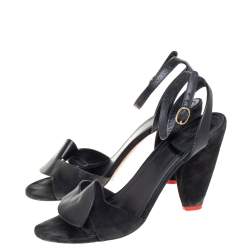 Pre Owned Celine Black Leather And Suede Ankle Strap Sandals Size 41