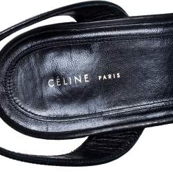 Pre Owned Celine Black Leather And Suede Ankle Strap Sandals Size 41