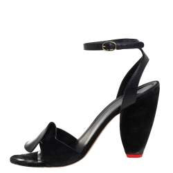 Pre Owned Celine Black Leather And Suede Ankle Strap Sandals Size 41