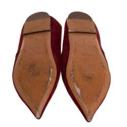 Pre Owned Céline Burgundy Suede V Lace Up Flats Size 41