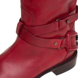 Pre Owned Céline Red Leather Knee  Length Boots Size 39