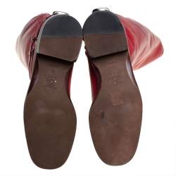 Pre Owned Céline Red Leather Knee  Length Boots Size 39