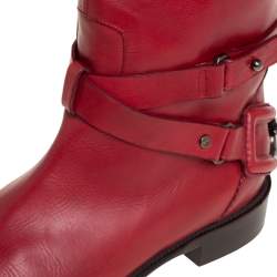Pre Owned Celine Red Leather Knee Length Boots Size 39