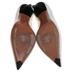 Pre Owned Celine White Leather V-Neck Pointed Toe Pumps Size 40