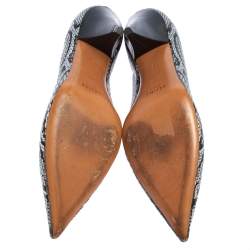 Celine Two Tone Python Embossed Leather V Neck Pumps Size 40
