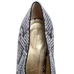 Celine Two Tone Python Embossed Leather V Neck Pumps Size 40