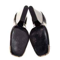 Pre Owned Celine Black Leather and Python Cap Toe Pumps Size 37