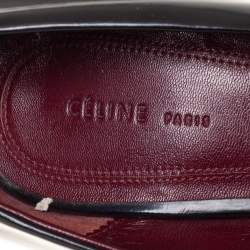 Pre Owned Celine Black Leather and Python Cap Toe Pumps Size 37