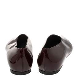 Pre Owned Celine Burgundy Patent Leather V Neck Pointed Toe Flats Size 40