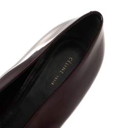 Pre Owned Celine Burgundy Patent Leather V Neck Pointed Toe Flats Size 40