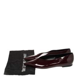 Pre Owned Celine Burgundy Patent Leather V Neck Pointed Toe Flats Size 40