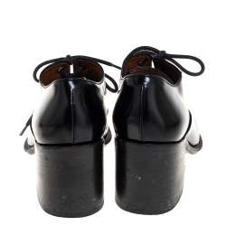 Pre Owned Celine Black Leather Lace Up Ankle Booties Size 37
