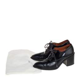 Pre Owned Celine Black Leather Lace Up Ankle Booties Size 37