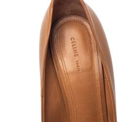 Pre Owned Celine Brown Leather Block Heel Pumps Size 37.5