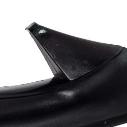 Pre Owned حذاء كعب عالي سيلين رقبة حرف ڨي مقدمة مدببة جلد أسود مقاس 37.5