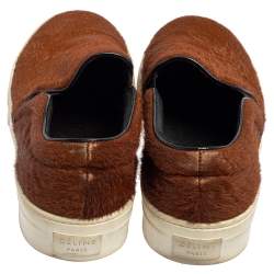 Pre Owned Celine Brown Pony Hair Slip On Sneakers Size 36.5