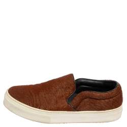 Pre Owned Celine Brown Pony Hair Slip On Sneakers Size 36.5