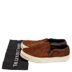 Pre Owned Celine Brown Pony Hair Slip On Sneakers Size 36.5