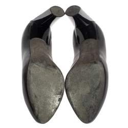 Pre Owned Celine Black Leather Block Heel  Pumps Size 37