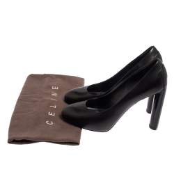 Pre Owned Celine Black Leather Block Heel  Pumps Size 37