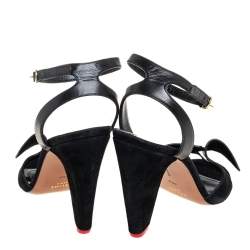 Pre Owned Celine Black Suede Cone Heel Sandals Size 39.5