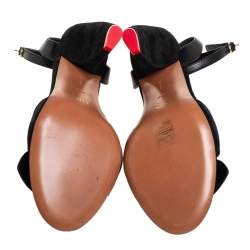 Pre Owned Celine Black Suede Cone Heel Sandals Size 39.5