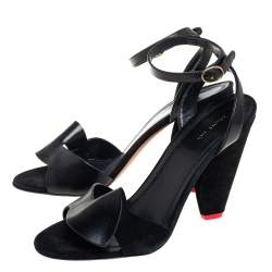 Pre Owned Celine Black Suede Cone Heel Sandals Size 39.5
