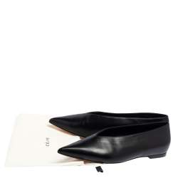 Celine Black Leather V-Neck Ballet Flats Size 37.5