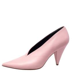Pre Owned Celine Pink Leather V Neck Nappa Pumps Size 39