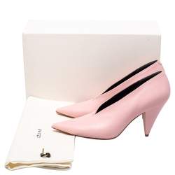 Pre Owned Celine Pink Leather V Neck Nappa Pumps Size 39