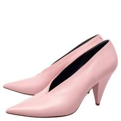 Pre Owned Celine Pink Leather V Neck Nappa Pumps Size 39