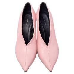 Pre Owned Celine Pink Leather V Neck Nappa Pumps Size 39