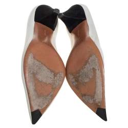 Pre Owned Celine White Leather V-Neck Pointed Toe Pumps Size 38