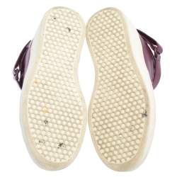 Pre Owned Celine Burgundy Leather Lace Mid Top Sneakers Size 8