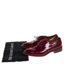 Pre Owned Celine Burgundy Patent Leather Lace Up Derby Size 37.5