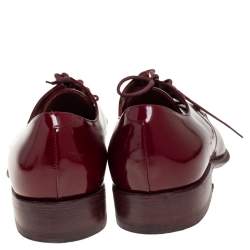 Pre Owned Celine Burgundy Patent Leather Lace Up Derby Size 37.5