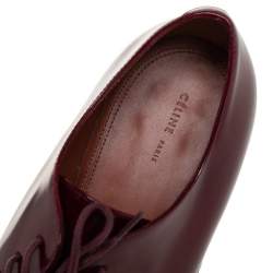 Pre Owned Celine Burgundy Patent Leather Lace Up Derby Size 37.5