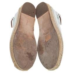 مملوكة مسبقًا Celine White Leather Espadrille Slingback Mules Size 38