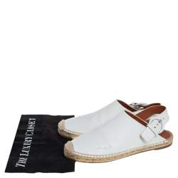 مملوكة مسبقًا Celine White Leather Espadrille Slingback Mules Size 38