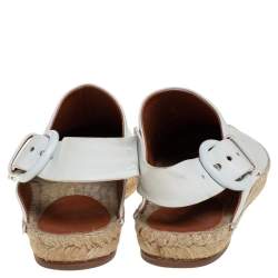 مملوكة مسبقًا Celine White Leather Espadrille Slingback Mules Size 38