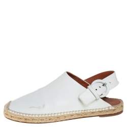 مملوكة مسبقًا Celine White Leather Espadrille Slingback Mules Size 38