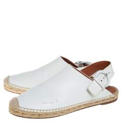 مملوكة مسبقًا Celine White Leather Espadrille Slingback Mules Size 38
