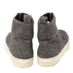 Celine Grey Wool Felt High Top Zip Up Sneaker Size 38