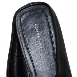 Pre Owned Celine Black Leather Square Toe Mule Sandals Size 38