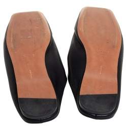 Pre Owned Celine Black Leather Square Toe Mule Sandals Size 38